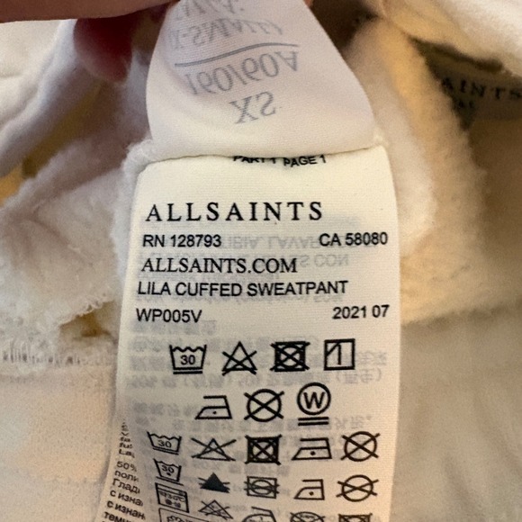 AllSaints Lila Cuffed Sweatpants Off White Joggers WP005V XS - Picture 7 of 8